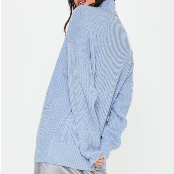 Missguided Blue Premium Roll Neck Boyfriend Jumper - Picture 2 of 7
